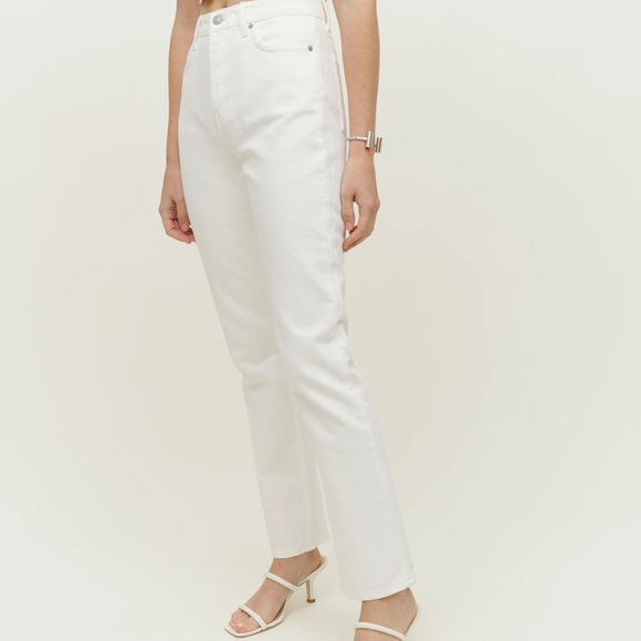 Reformation Cynthia High Rise Straight Jeans, White, Size 27 - Picture 4 of 4